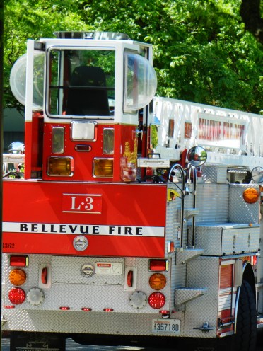 Bellevue (WA) Fire Ladder 3 at a small structure fire.