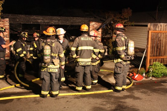 Bellevue [WA] Firefighters During a Garage Fire in Newcastle  [Credit:  LR Swenson]